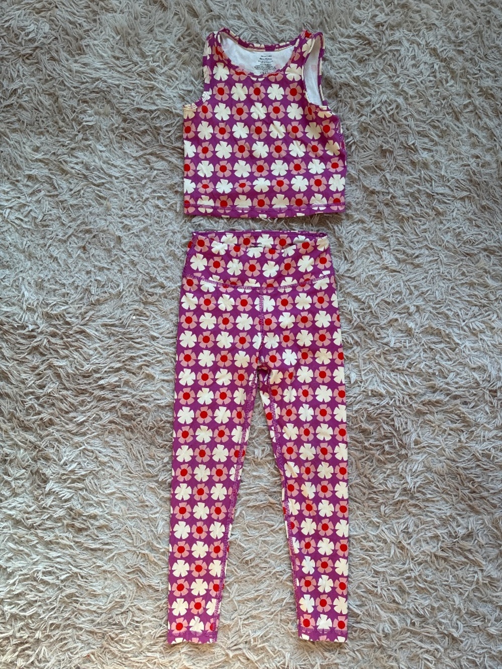Hanna Andersson Set Leggings Top Tank Size 130 8 Girls Flowers